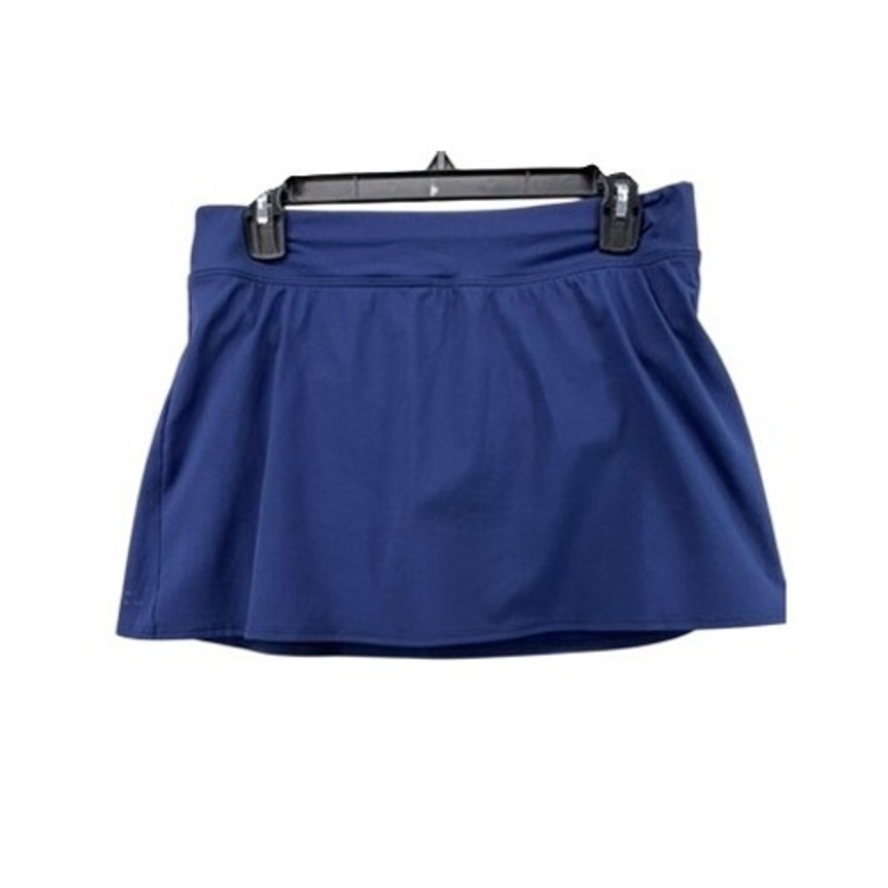 Lands End Swim Skirt Women 8 Navy Blue Built-in Brief Modest Beach Skort Classic